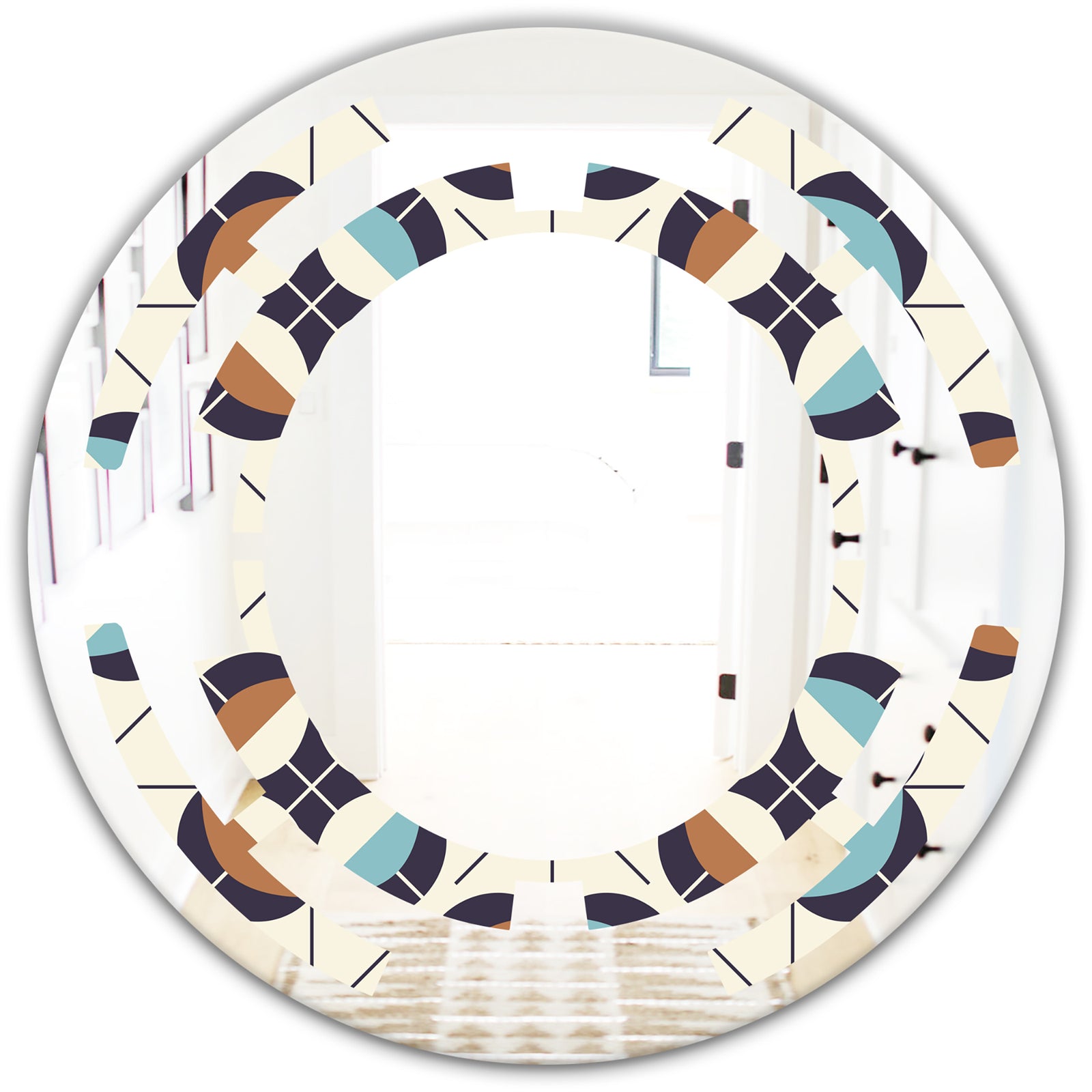Geometric Retro Design V - Modern Round or Oval Wall Mirror - Space