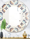 Geometric Retro Design V - Modern Round or Oval Wall Mirror - Wave