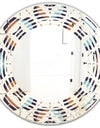 Geometric Retro Design V - Modern Round or Oval Wall Mirror - Wave