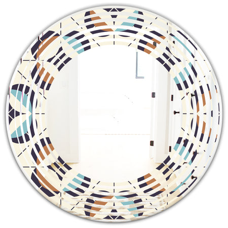 Geometric Retro Design V - Modern Round or Oval Wall Mirror - Wave