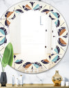 Geometric Retro Design V - Modern Round or Oval Wall Mirror - Leaves