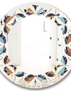 Geometric Retro Design V - Modern Round or Oval Wall Mirror - Leaves