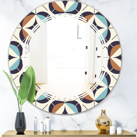 Geometric Retro Design V - Modern Round or Oval Wall Mirror - Triple C