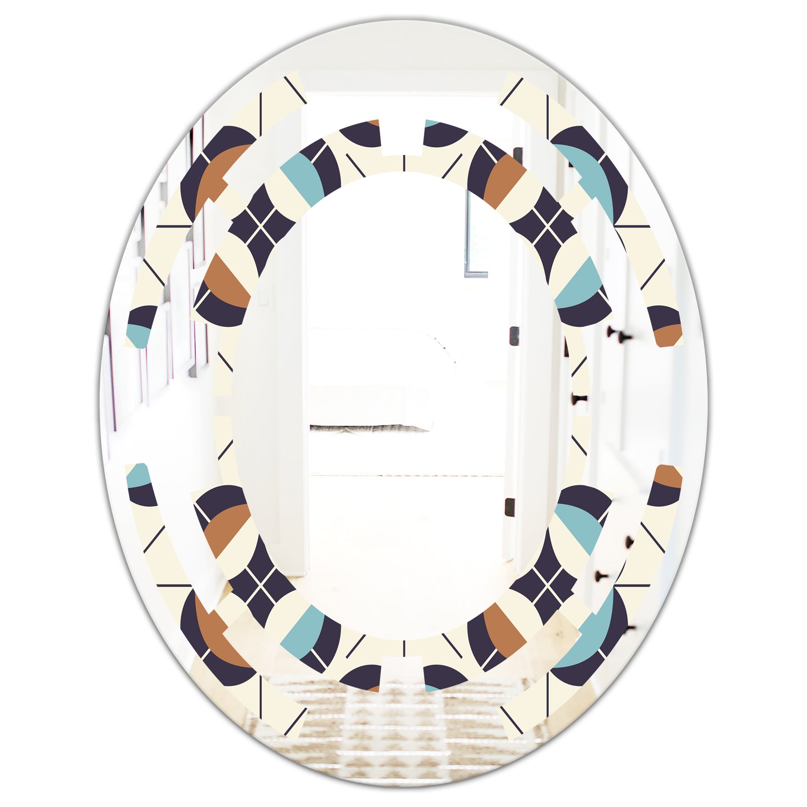 Geometric Retro Design V - Modern Round or Oval Wall Mirror - Space