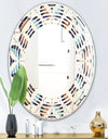 Geometric Retro Design V - Modern Round or Oval Wall Mirror - Wave