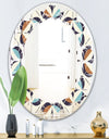 Geometric Retro Design V - Modern Round or Oval Wall Mirror - Leaves