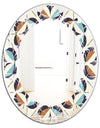 Geometric Retro Design V - Modern Round or Oval Wall Mirror - Leaves