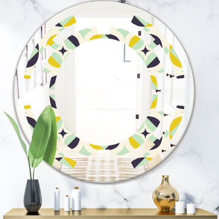 Diamond Retro V - Modern Round or Oval Wall Mirror - Space