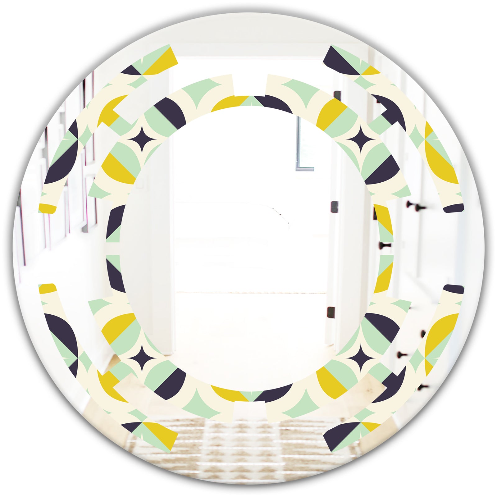 Diamond Retro V - Modern Round or Oval Wall Mirror - Space