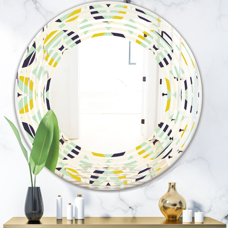 Diamond Retro V - Modern Round or Oval Wall Mirror - Wave
