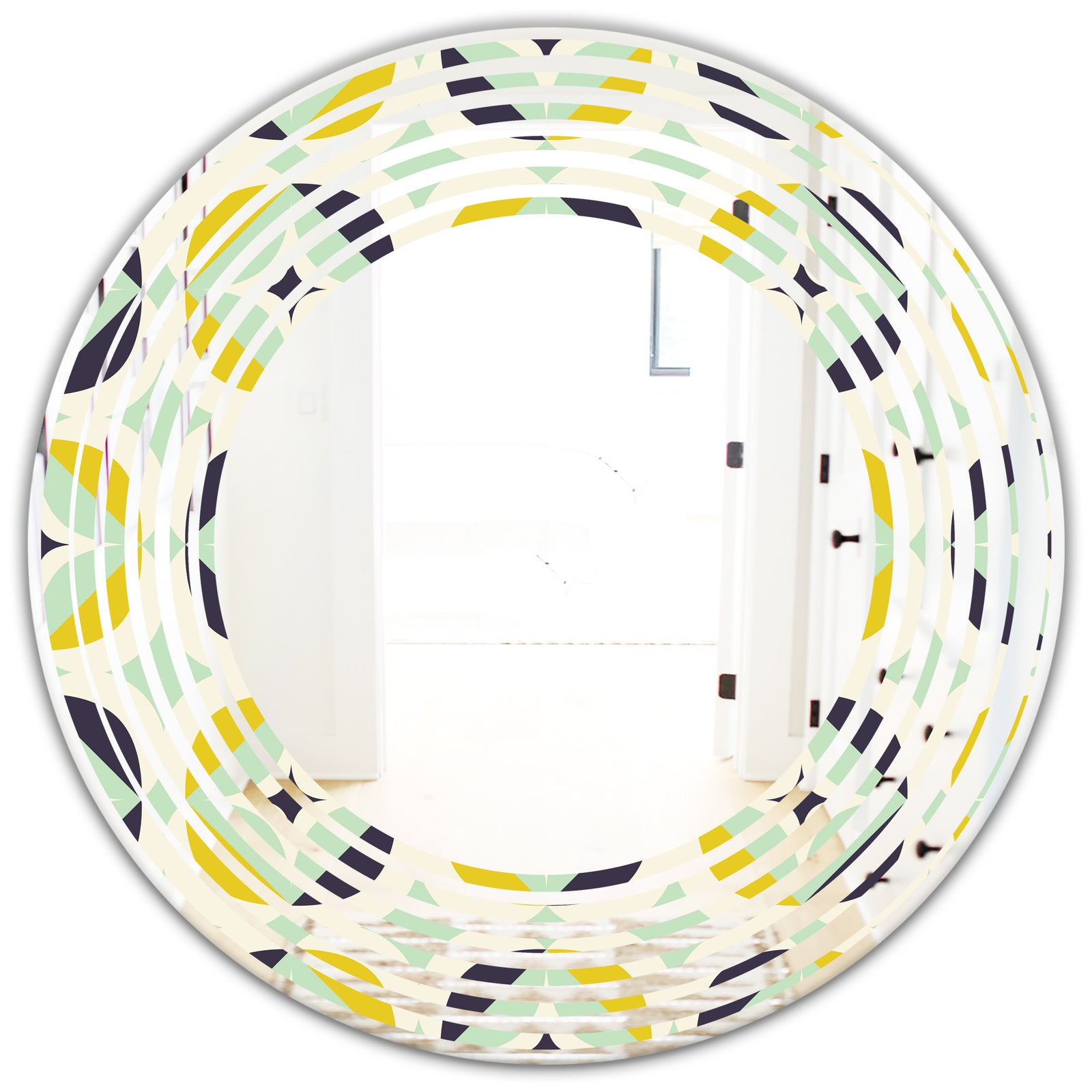 Diamond Retro V - Modern Round or Oval Wall Mirror - Wave