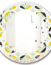 Diamond Retro V - Modern Round or Oval Wall Mirror - Leaves