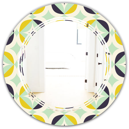 Diamond Retro V - Modern Round or Oval Wall Mirror - Triple C