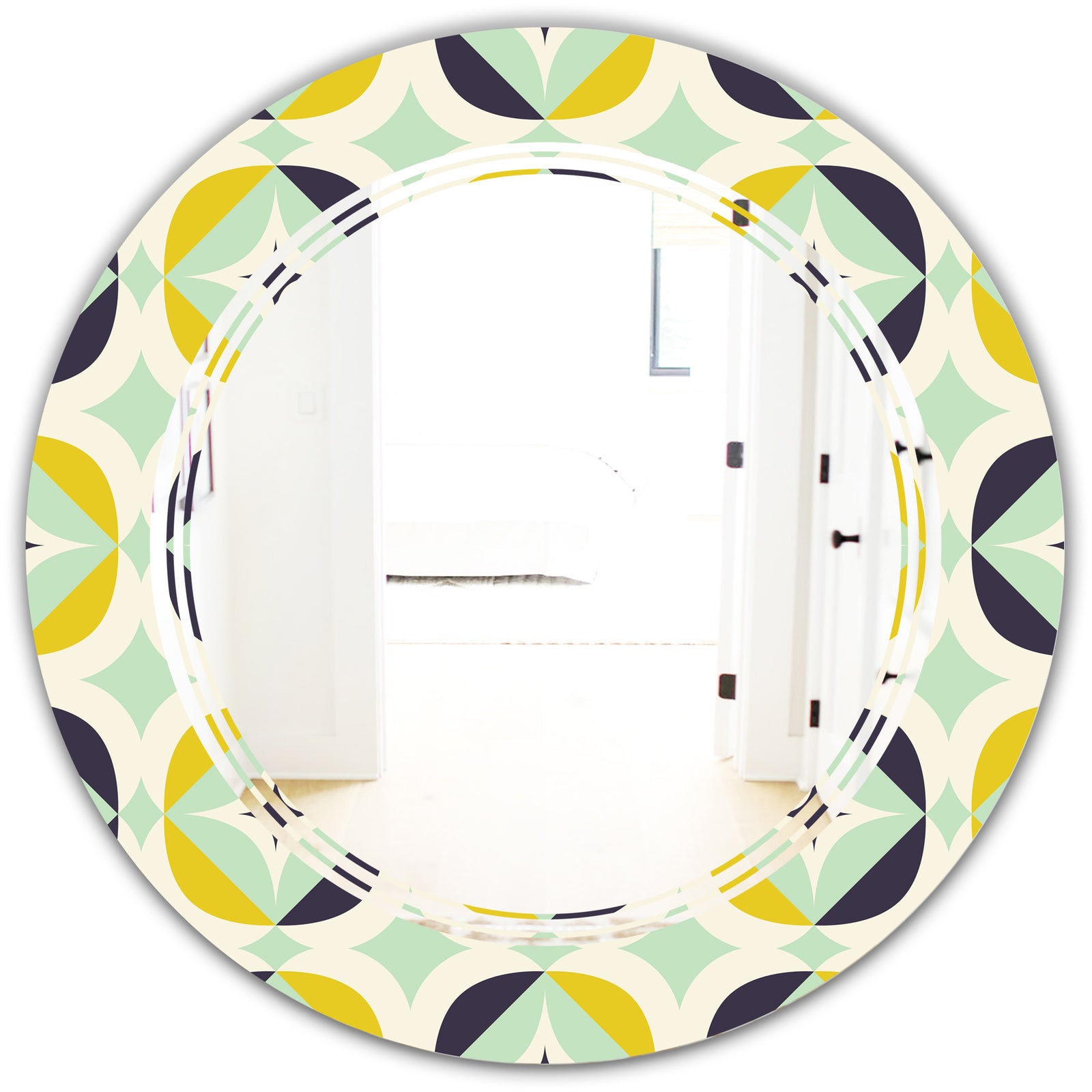 Diamond Retro V - Modern Round or Oval Wall Mirror - Triple C