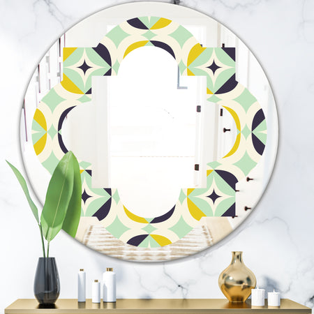 Diamond Retro V - Modern Round or Oval Wall Mirror - Quatrefoil
