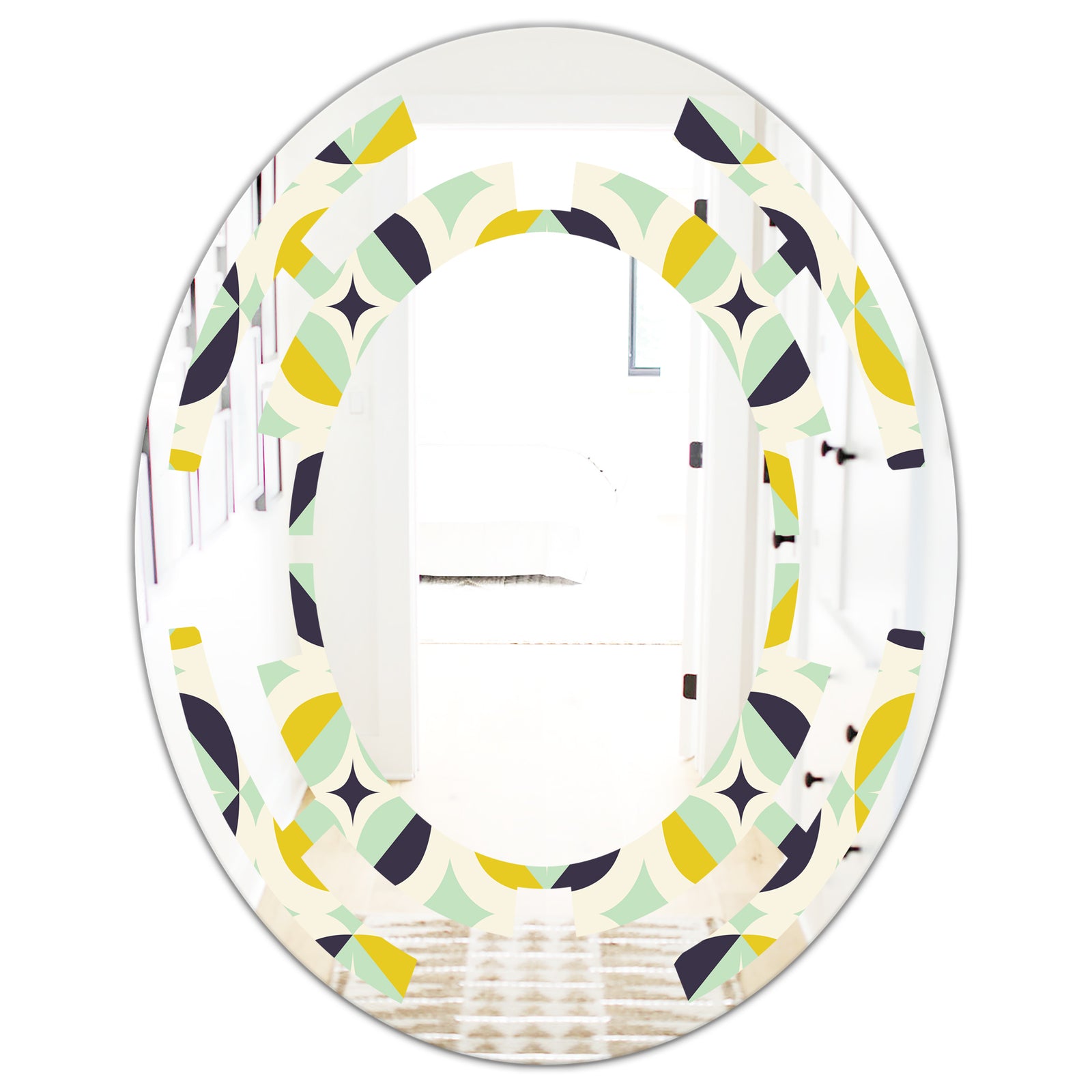 Diamond Retro V - Modern Round or Oval Wall Mirror - Space