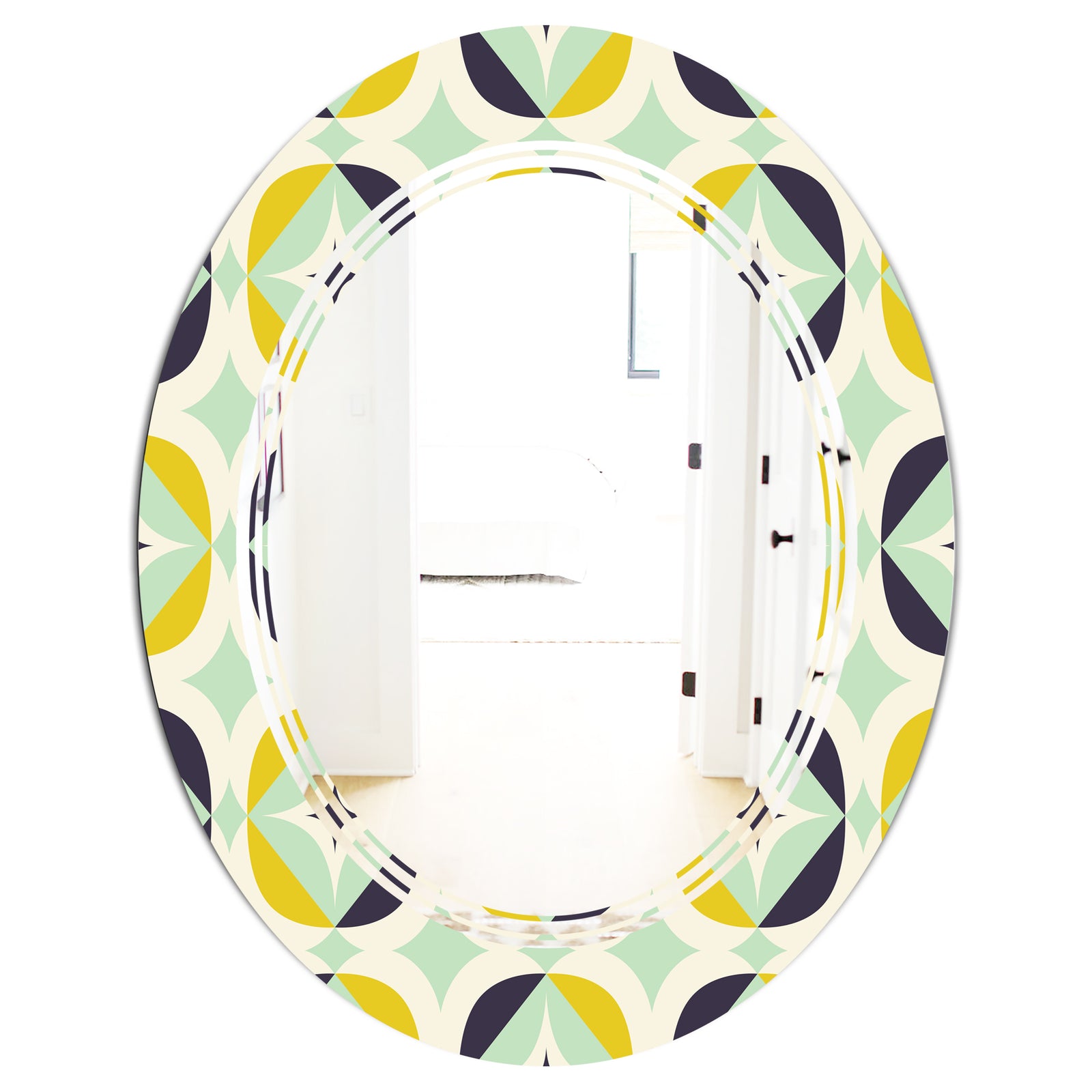 Diamond Retro V - Modern Round or Oval Wall Mirror - Triple C