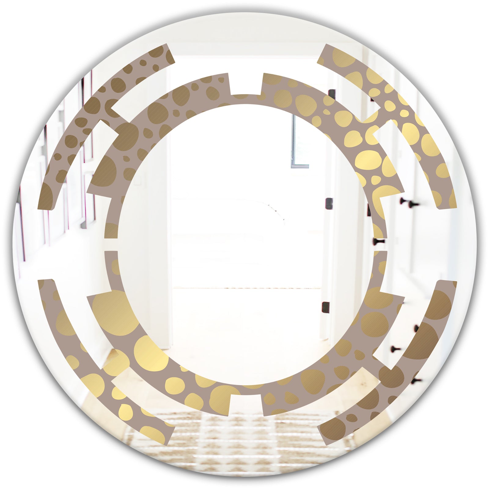 Golden Marble Design III - Modern Round or Oval Wall Mirror - Space