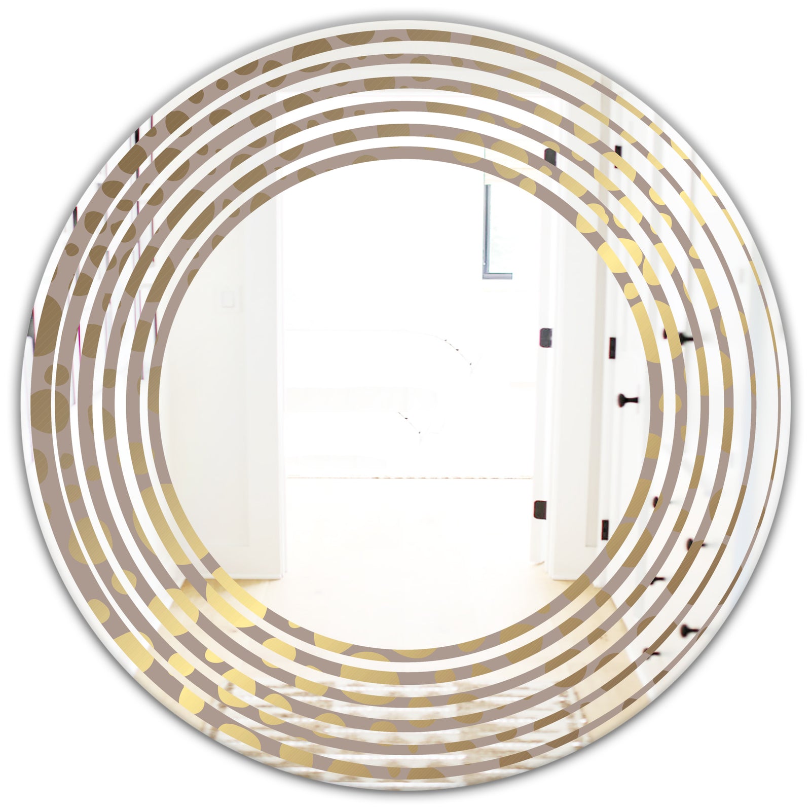 Golden Marble Design III - Modern Round or Oval Wall Mirror - Wave
