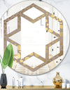 Golden Marble Design III - Modern Round or Oval Wall Mirror - Hexagon Star