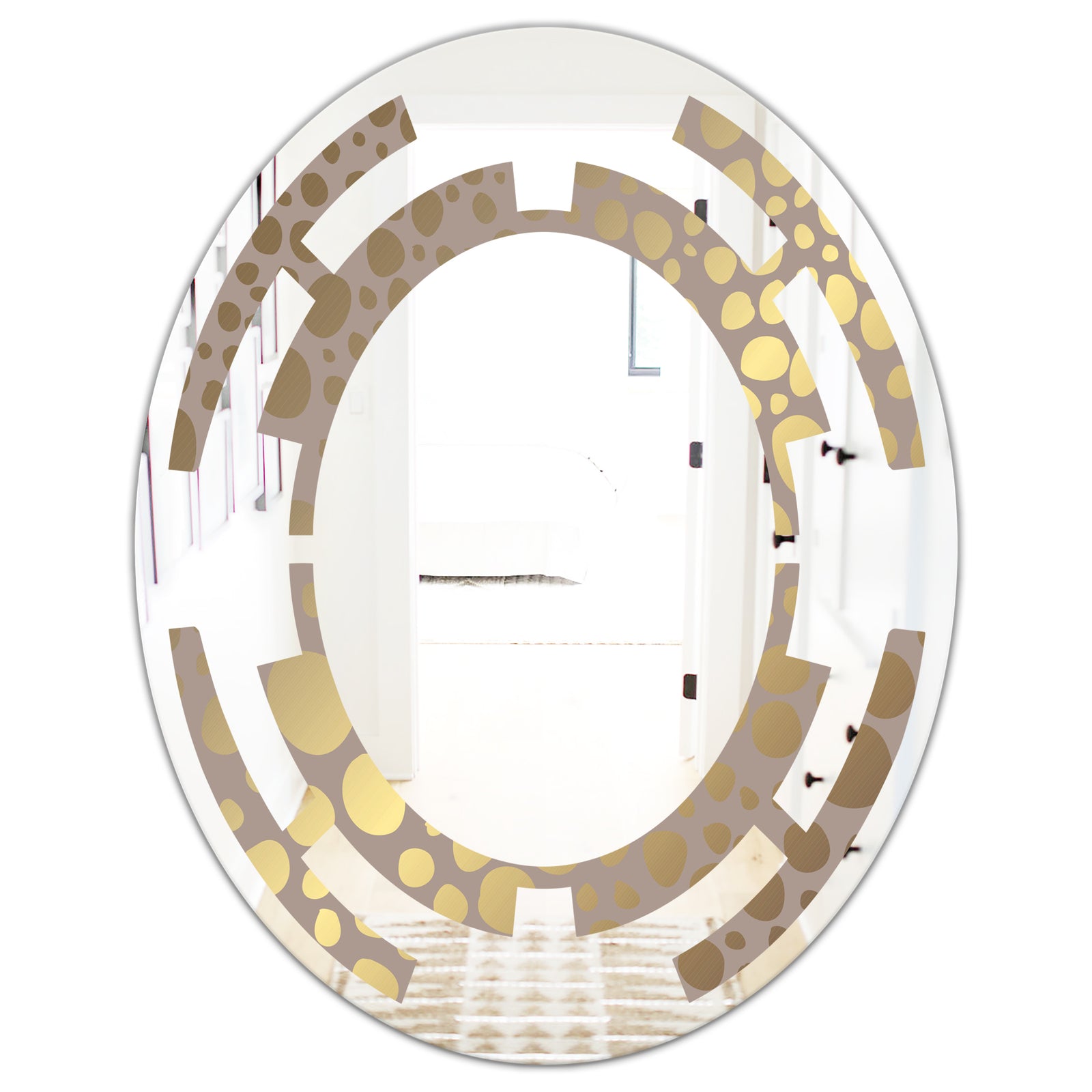 Golden Marble Design III - Modern Round or Oval Wall Mirror - Space