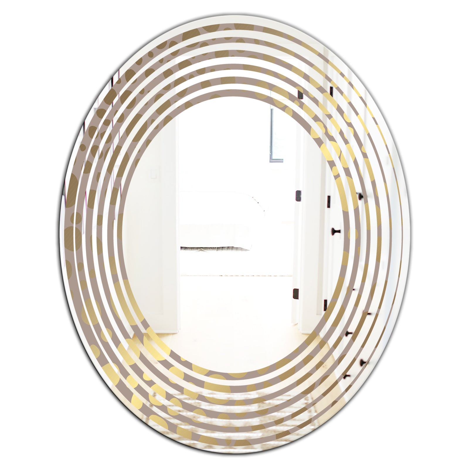 Golden Marble Design III - Modern Round or Oval Wall Mirror - Wave