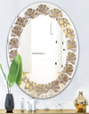 Golden Marble Design III - Modern Round or Oval Wall Mirror - Leaves