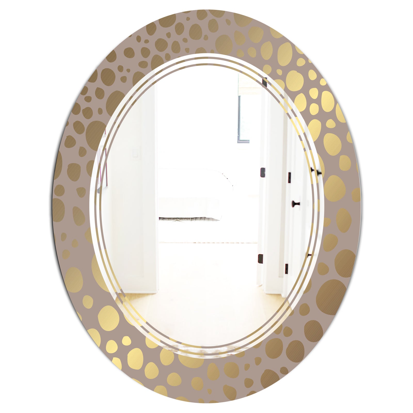 Golden Marble Design III - Modern Round or Oval Wall Mirror - Triple C