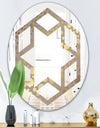 Golden Marble Design III - Modern Round or Oval Wall Mirror - Hexagon Star