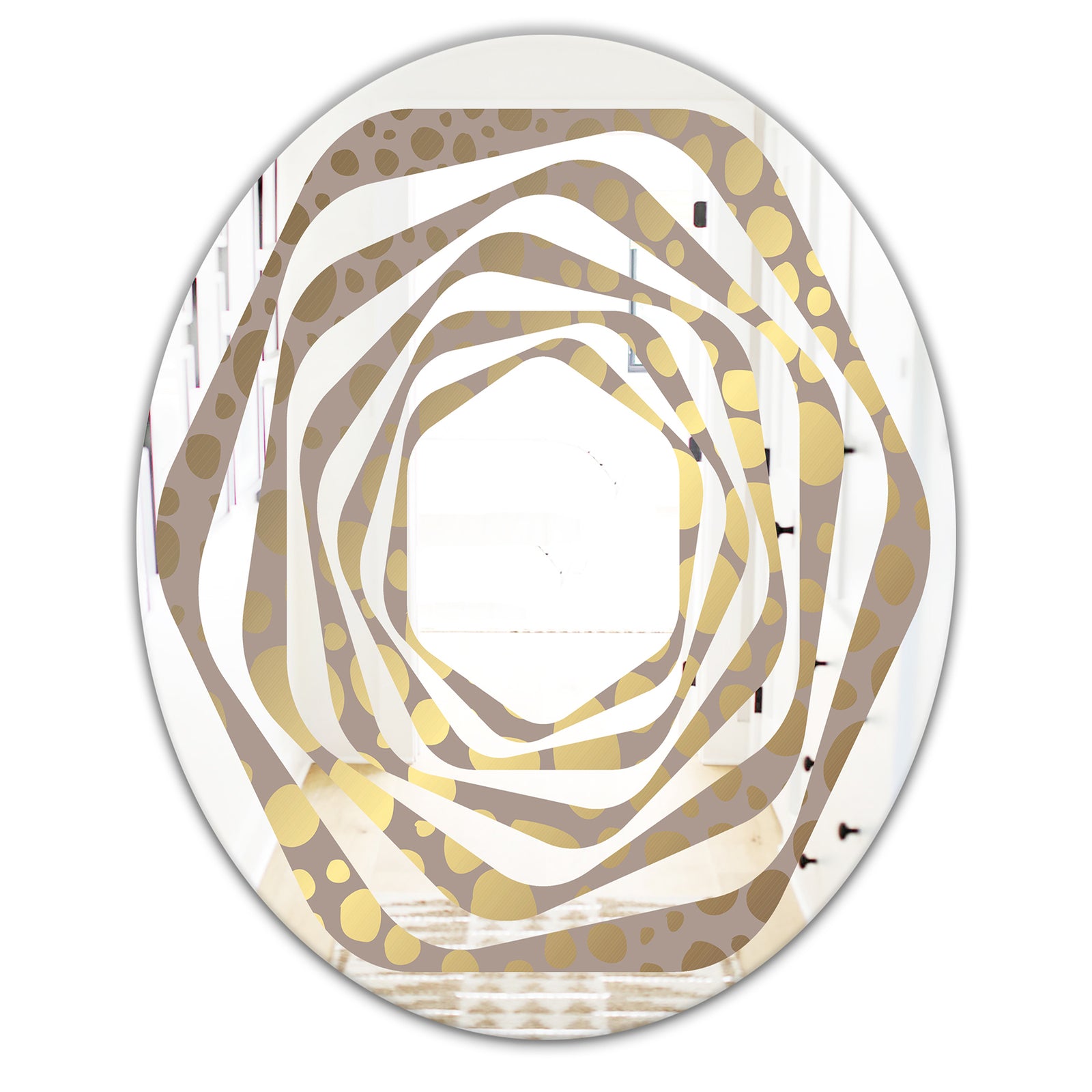 Golden Marble Design III - Modern Round or Oval Wall Mirror - Whirl