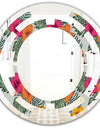 Retro tropical Leaves III - Cottage Round or Oval Wall Mirror - Space