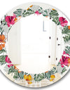 Retro tropical Leaves III - Cottage Round or Oval Wall Mirror - Leaves