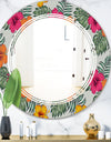 Retro tropical Leaves III - Cottage Round or Oval Wall Mirror - Triple C