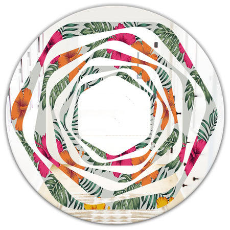Retro tropical Leaves III - Cottage Round or Oval Wall Mirror - Whirl