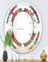 Retro tropical Leaves III - Cottage Round or Oval Wall Mirror - Space