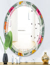 Retro tropical Leaves III - Cottage Round or Oval Wall Mirror - Triple C
