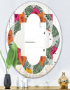 Retro tropical Leaves III - Cottage Round or Oval Wall Mirror - Quatrefoil