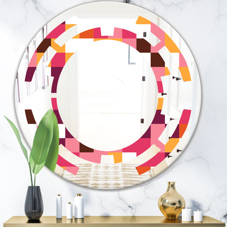 Retro Geometric Design VII - Modern Round or Oval Wall Mirror - Space