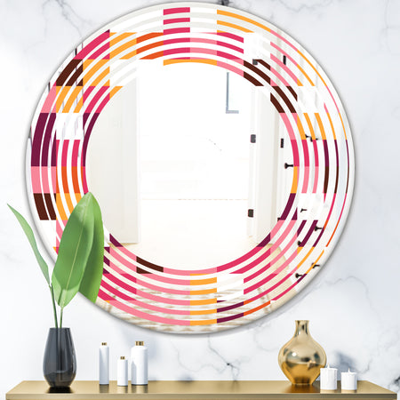 Retro Geometric Design VII - Modern Round or Oval Wall Mirror - Wave