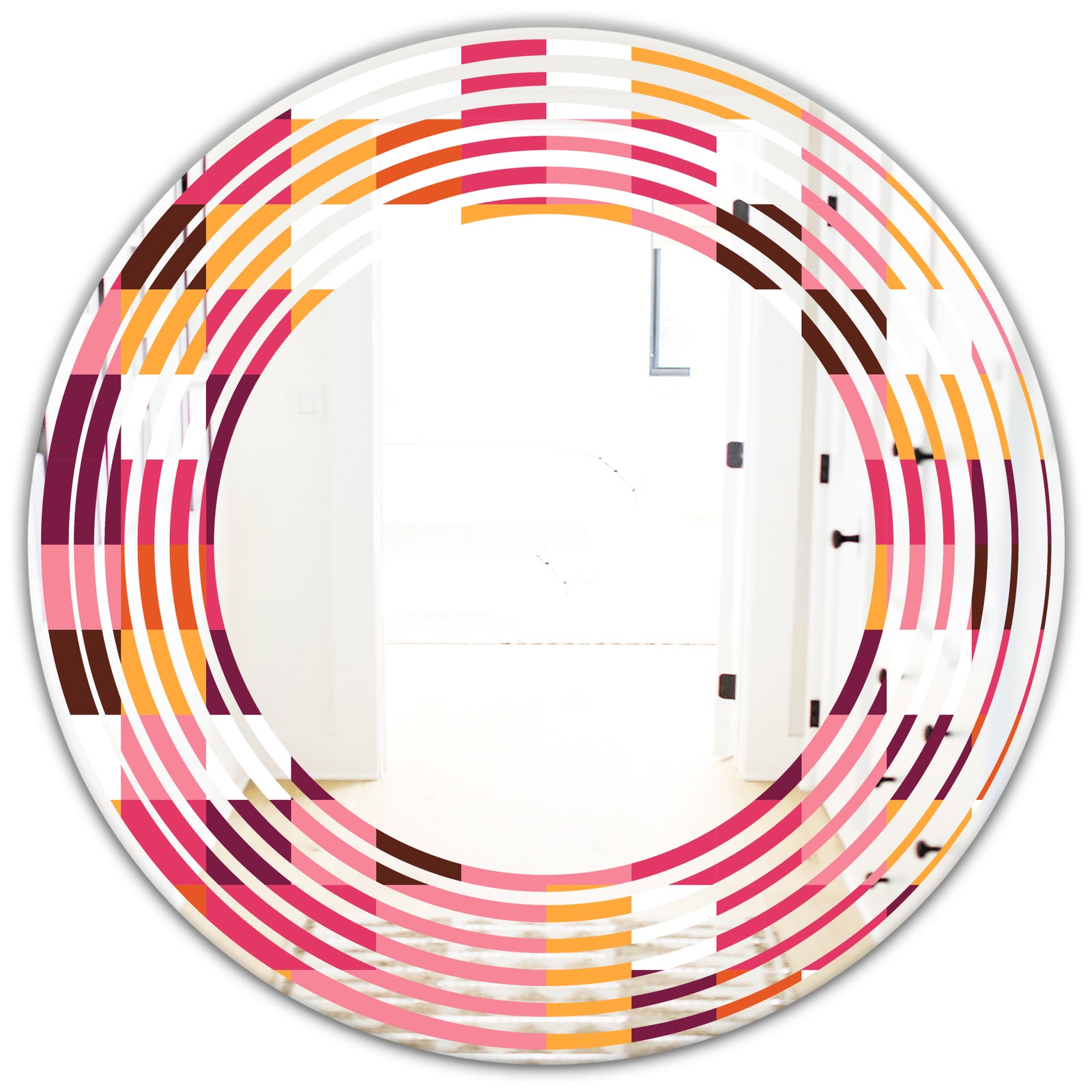 Retro Geometric Design VII - Modern Round or Oval Wall Mirror - Wave