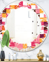 Retro Geometric Design VII - Modern Round or Oval Wall Mirror - Leaves