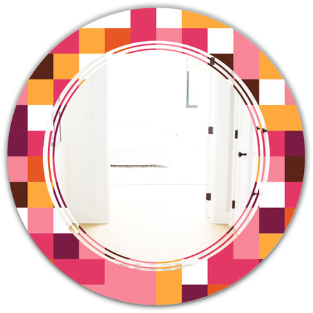 Retro Geometric Design VII - Modern Round or Oval Wall Mirror - Triple C