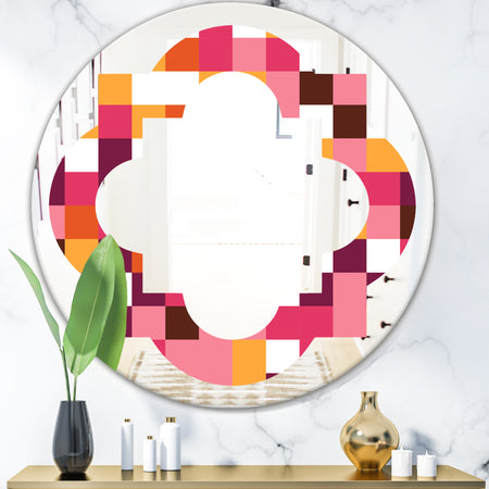 Retro Geometric Design VII - Modern Round or Oval Wall Mirror - Quatrefoil