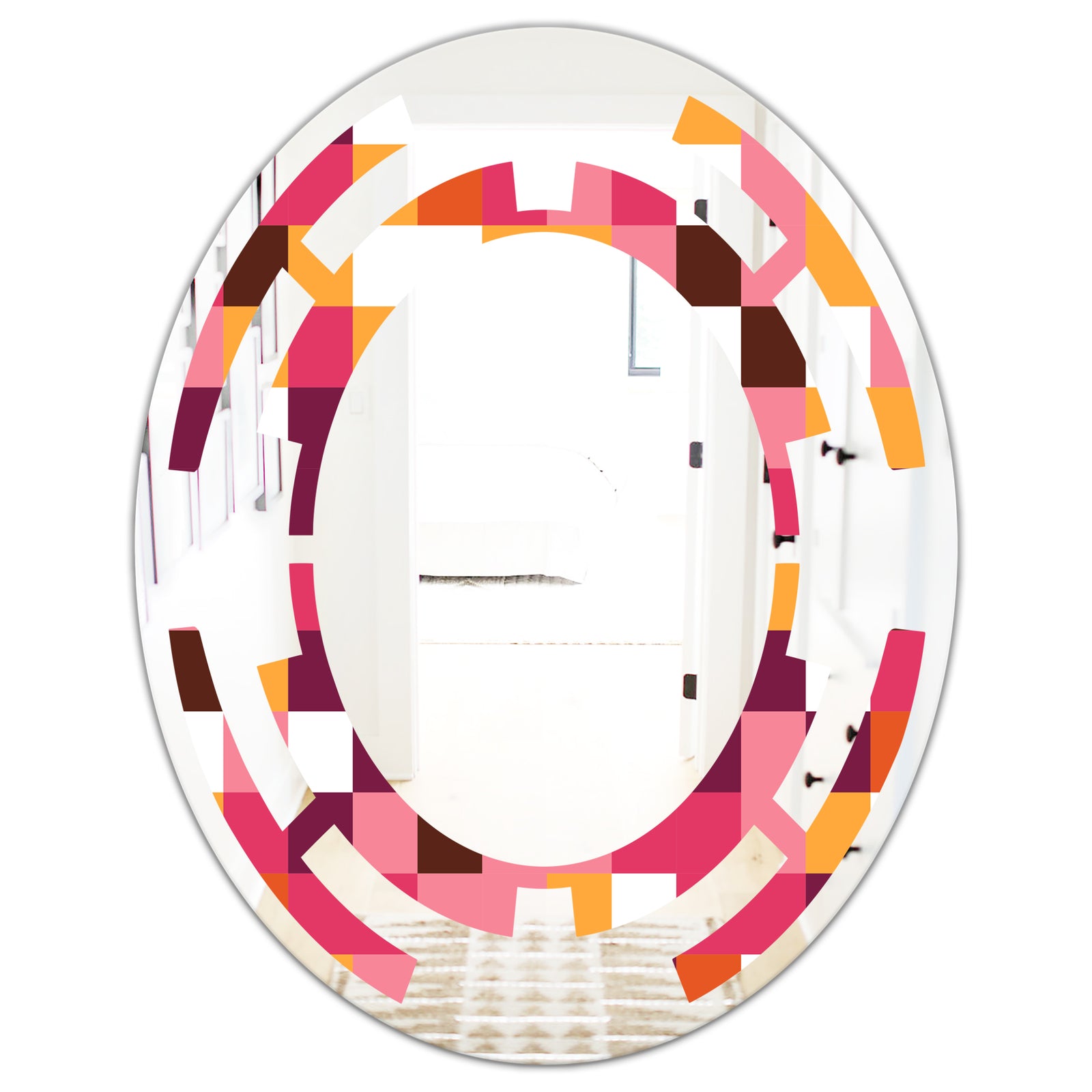 Retro Geometric Design VII - Modern Round or Oval Wall Mirror - Space