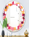 Retro Geometric Design VII - Modern Round or Oval Wall Mirror - Leaves