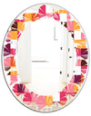 Retro Geometric Design VII - Modern Round or Oval Wall Mirror - Leaves
