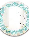 Pastel Tribal Retro Pattern - Modern Round or Oval Wall Mirror - Leaves