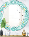 Pastel Tribal Retro Pattern - Modern Round or Oval Wall Mirror - Triple C
