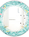 Pastel Tribal Retro Pattern - Modern Round or Oval Wall Mirror - Triple C