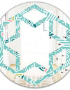 Pastel Tribal Retro Pattern - Modern Round or Oval Wall Mirror - Hexagon Star